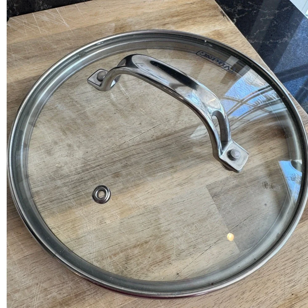Viking 7.5 Inch Vented‎ Tempered Glass Replacement Lid Stainless Steel Handle
